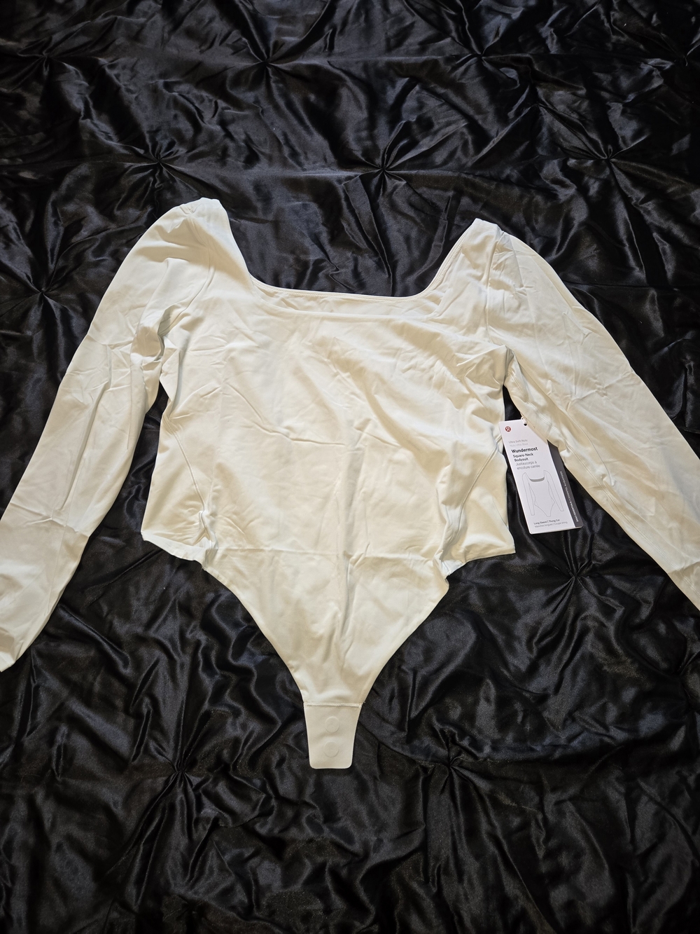 lululemon athletica Cream Long Sleeve Square Neck Bodysuit